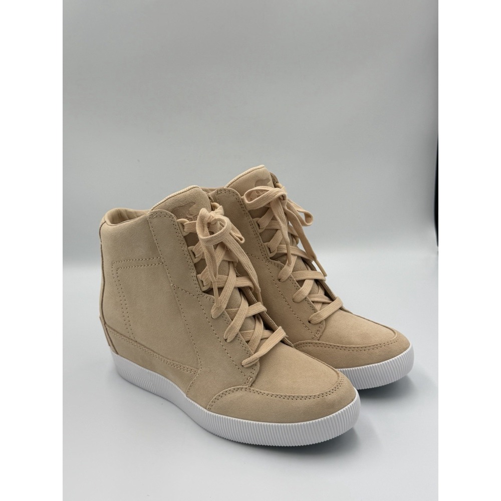 Sorel Out N About Wedge Hi Sneaker Camel Tan Suede Women's 7.5 NL4913